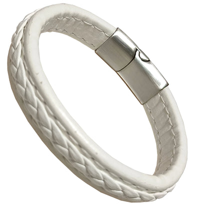 Bracelet Cuir Tressé Wrap Punk – Fermoir Magnétique Caché Acier Inox Femme