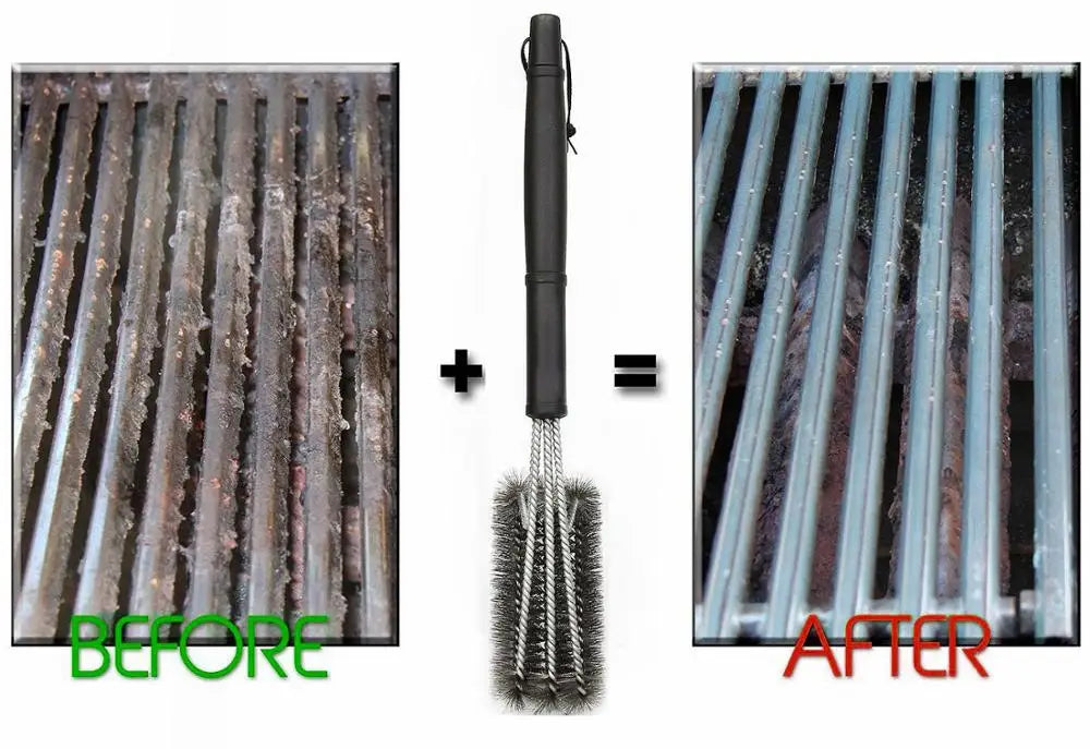Brosse Nettoyage BBQ 18 Pouces 3-en-1 Acier Inoxydable - Grill Barbecue Outil Accessoire Grattoir