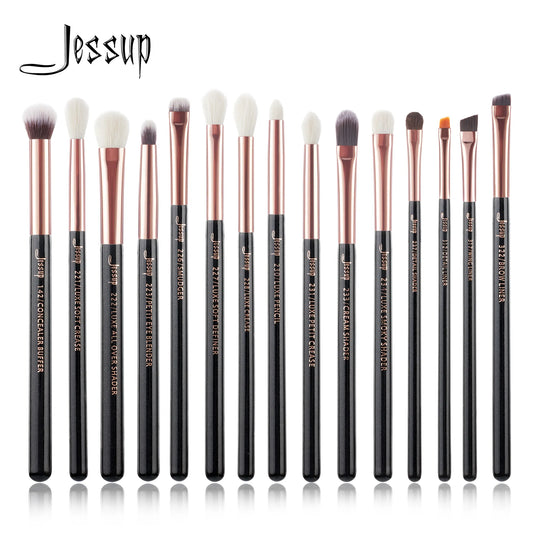 Set Pinceaux Maquillage Jessup 15pcs T157 Rose Gold/Noir - Poils Naturels Synthétiques Pro