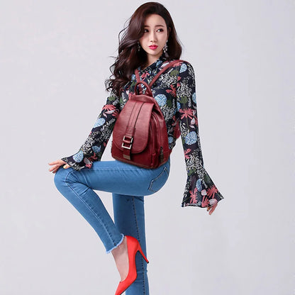 Sac à Dos Femme Cuir Designer 2025 - Backpack Rétro École Voyage Filles