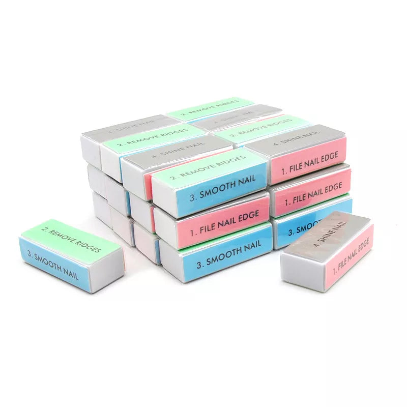 Lot 20 Limes à Ongles 4 Étapes - Bloc Polissage Manucure Pédicure Professionnel