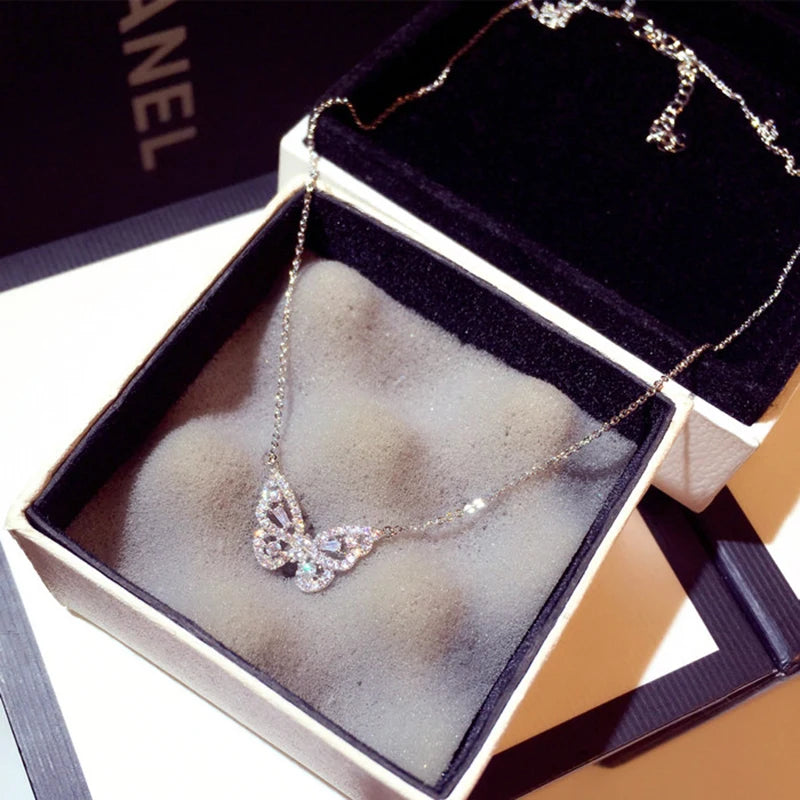 Collier Papillon Zircons AAA Argent 925 – Pendentif Élégant Sweet Femme