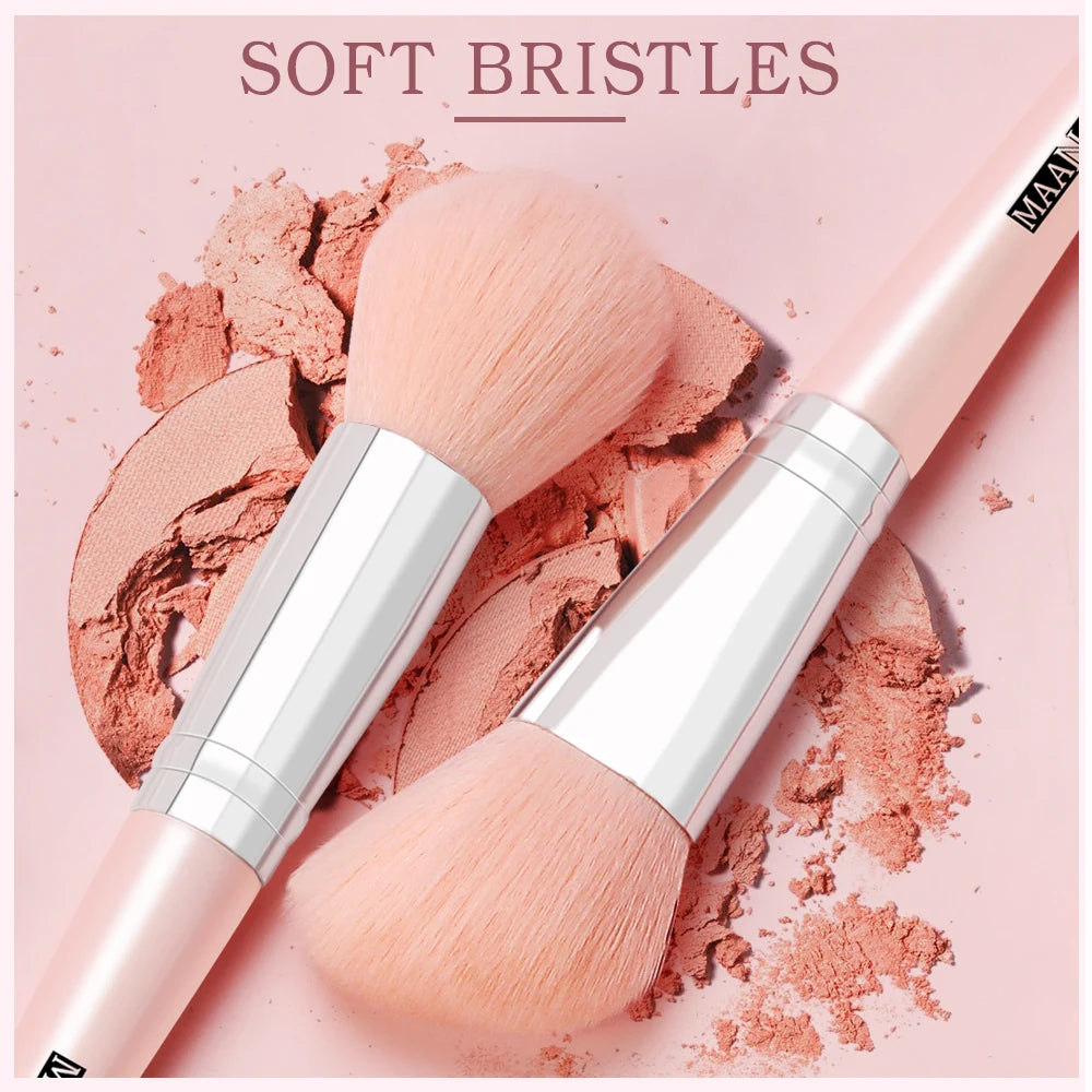Set Pinceaux Maquillage MAANGE 12pcs Rose - Poudre Fard Paupières Eyeliner Sourcils Pro