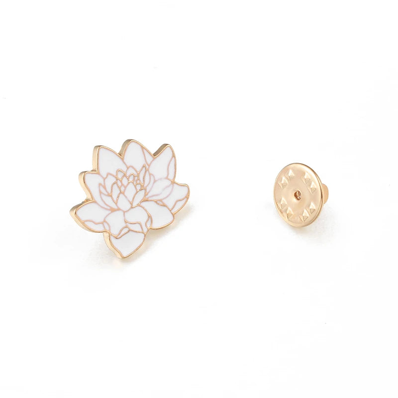 Pin's Émaillé Fleur de Lotus Blanc Bouddhiste – Broche Badge Spirituel Japonais Unisexe