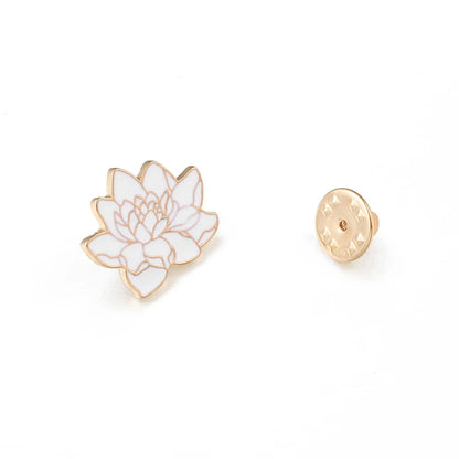 Pin's Émaillé Fleur de Lotus Blanc Bouddhiste – Broche Badge Spirituel Japonais Unisexe