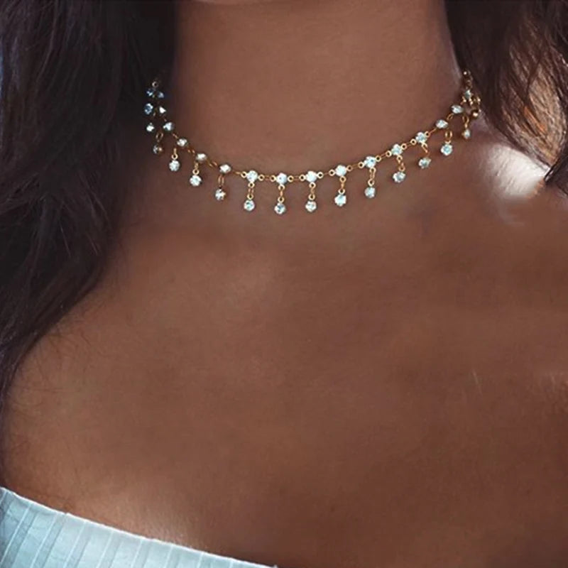 Collier Choker Cristal Goutte – Pendentif Strass Élégant