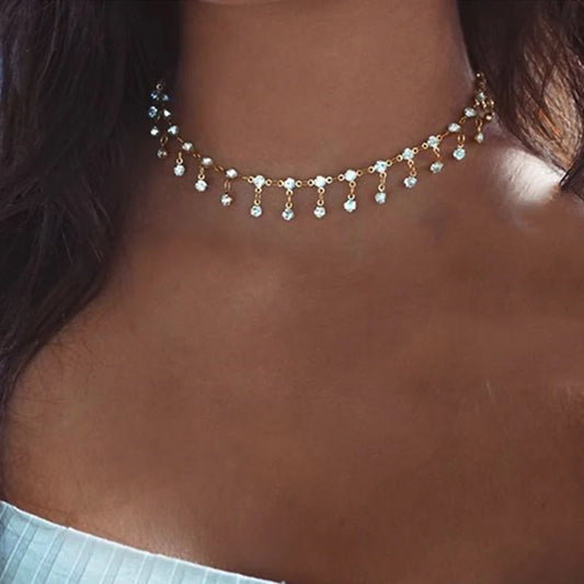 Collier Choker Cristal Goutte – Pendentif Strass Élégant