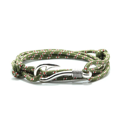 Bracelet Macramé Double Couche avec Hameçon - Paracorde Ajustable pour Homme