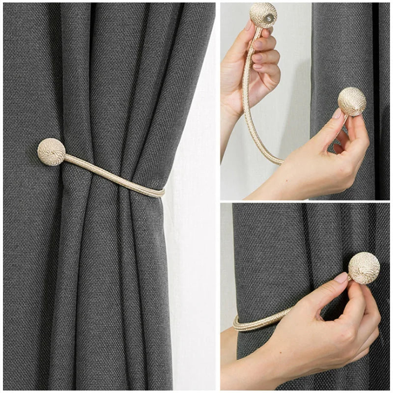 Embrasse Rideau Magnétique 2pcs - Attache Aimantée Décorative Polyester - Accessoire Maison