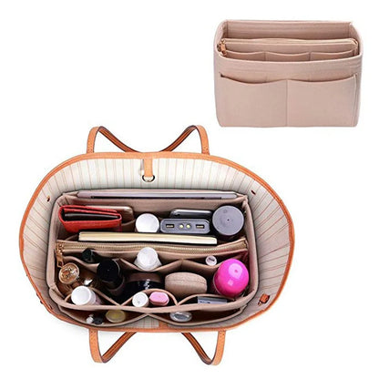 Organisateur Sac Feutre HHYUKIMI - Insert Cosmétiques Maquillage Voyage Portable 26x15x15cm