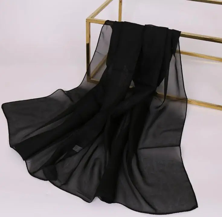 Foulard Soie Mousseline Luxe Femme - Écharpe Tête Plage Bandana Hijab Été