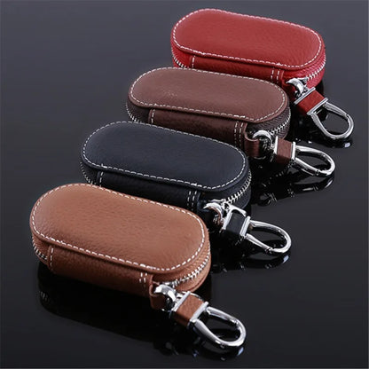 Porte-Clés Organisateur Cuir PU Noir - Étui Clés Voiture Homme Femme Zipper Pochette Rangement