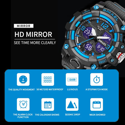 Montre Sport Militaire Homme LED - Alarme Chronomètre Étanche Dual Time