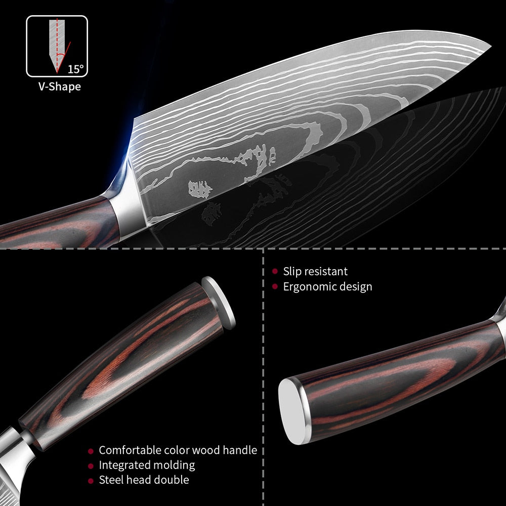 Couteaux de Chef Professionnels 1-10 Pièces - Set Cuisine Acier Inoxydable