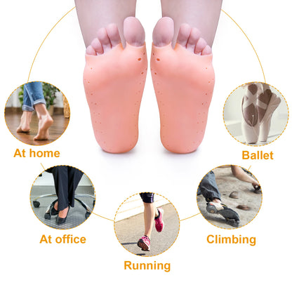 Chaussettes Gel Silicone Hydratantes 2pcs - Soin Pieds Talons Secs Fissurés Pédicure