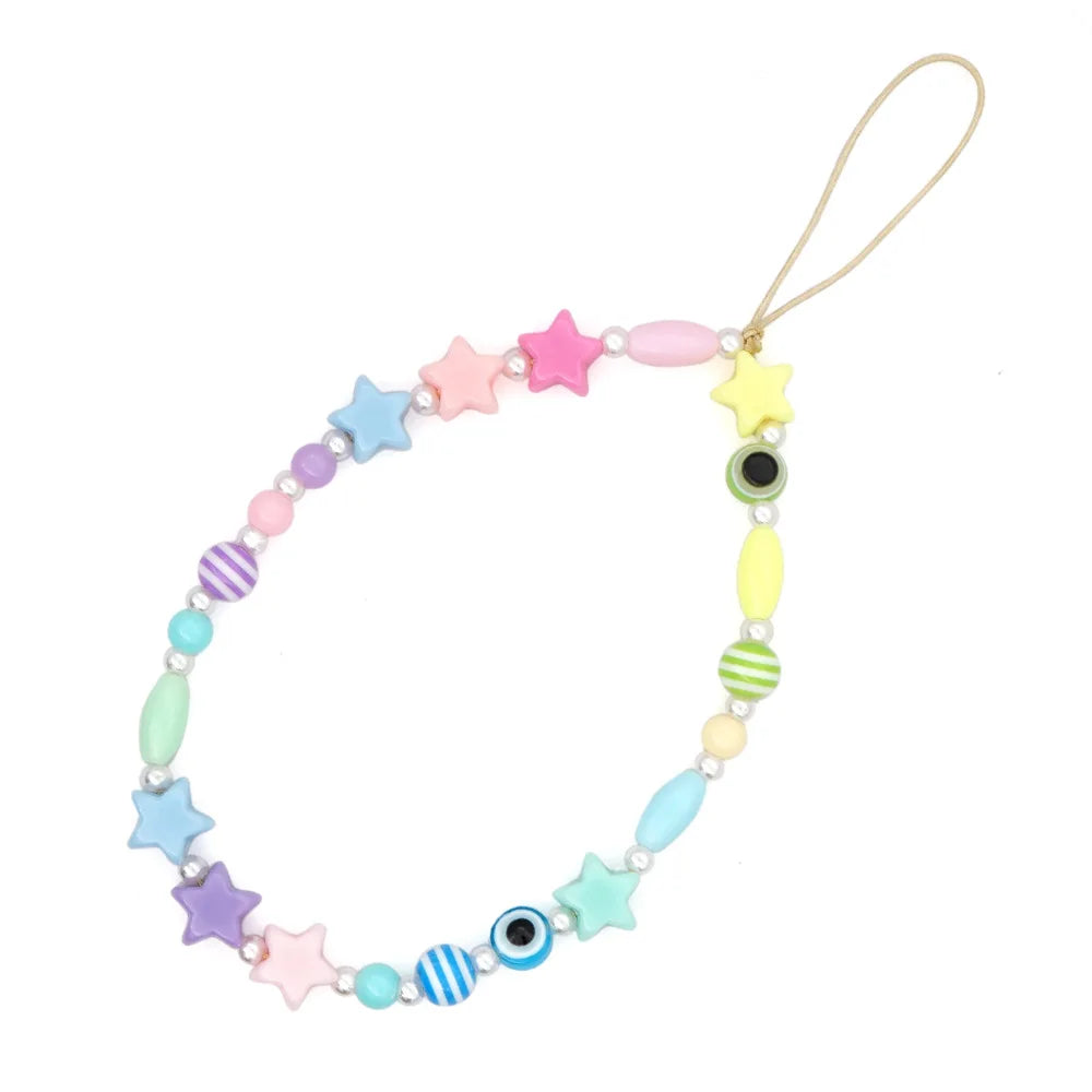 Cordon Téléphone Bohème Perles Colorées – Chaîne Lanyard Œil Tendance