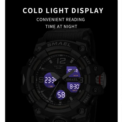 Montre Sport Militaire Homme LED - Alarme Chronomètre Étanche Dual Time