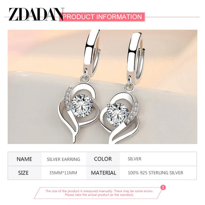 Boucles Oreilles Argent Sterling 925 Cristal Zircon Rose - ZDADAN Femme Fashion Bijoux