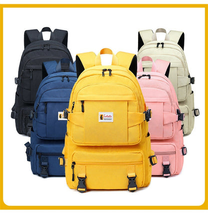 Sac à Dos Scolaire Fille Imperméable Oxford - Cartable Ado Grande Capacité Jaune