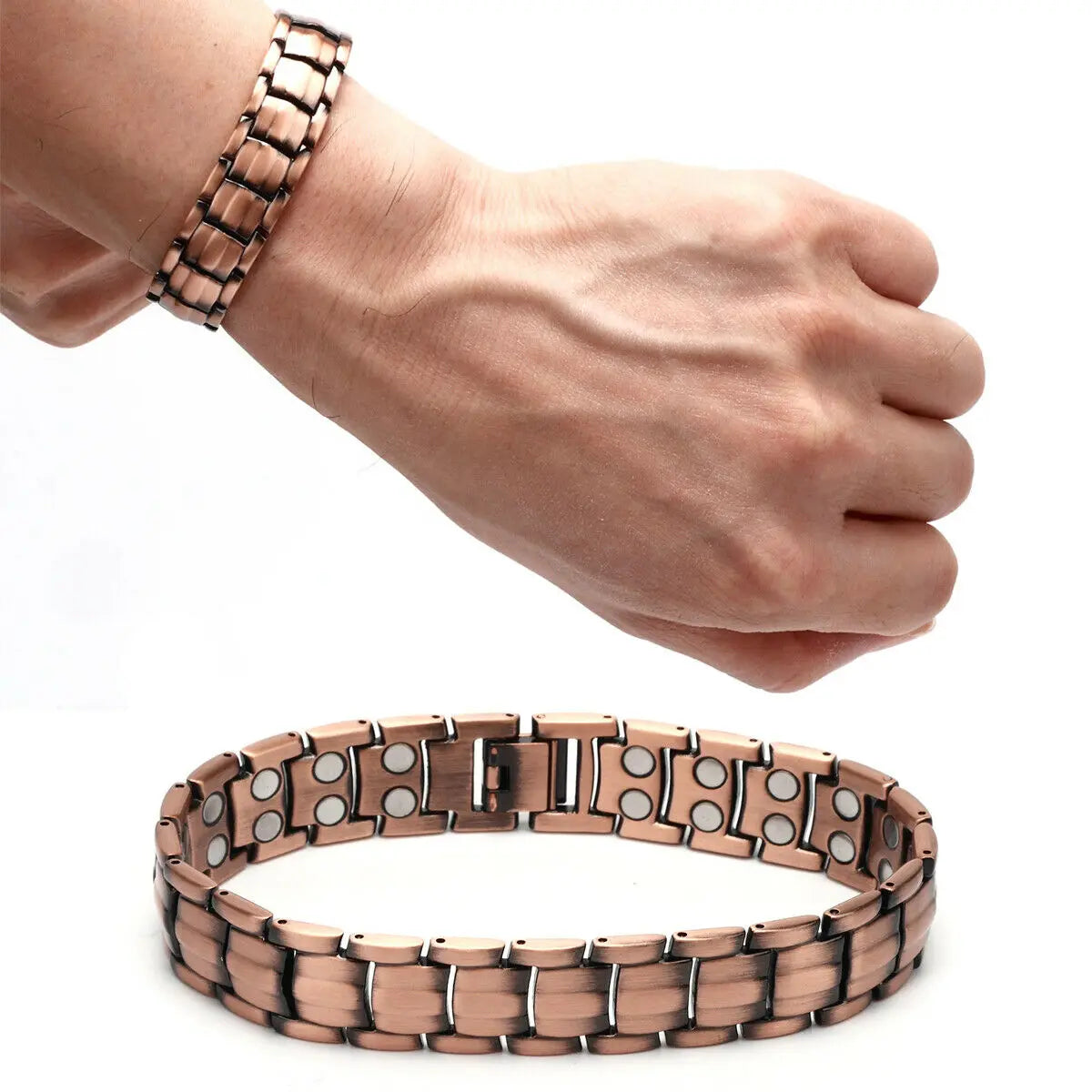 Bracelet Cuivre Double Magnétique Homme – Soulagement Arthrite Style Business
