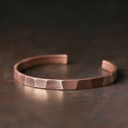 Bracelet Cuivre Pur Fait Main Oxydé Punk – Manchette Sculptée Rustique Unisexe Cadeau