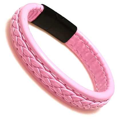 Bracelet Cuir Tressé Wrap Punk – Fermoir Magnétique Caché Acier Inox Femme