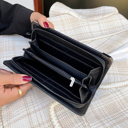 Portefeuille Femme Long Tête de Mort - Porte-Monnaie Design Luxe Skull avec Étui Téléphone