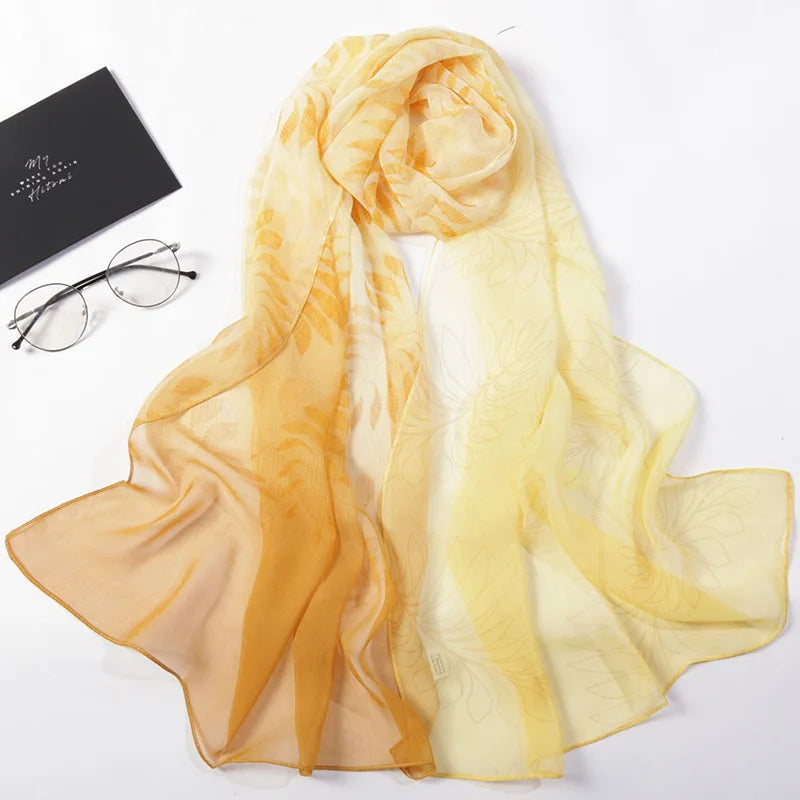 Foulard Écharpe Georgette Dégradé Fleur Femme - Bandana Châle Hijab Été Protection Solaire