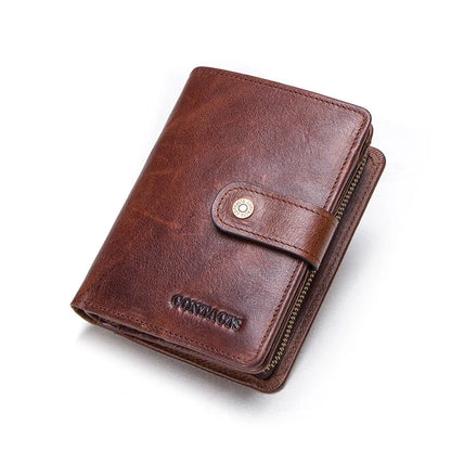 Portefeuille Femme Cuir Véritable Luxe Rose - Porte-Monnaie Compact Fermoir Hasp Porte-Carte Qualité