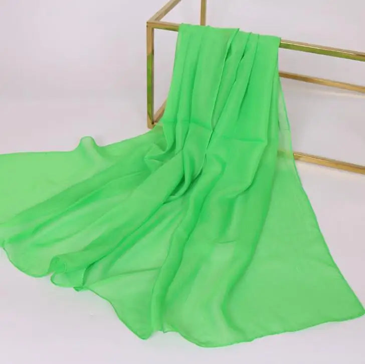 Foulard Soie Mousseline Luxe Femme - Écharpe Tête Plage Bandana Hijab Été