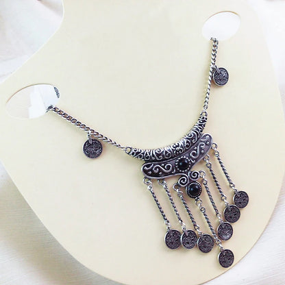 Collier Long Bohème Pièces Pompons – Sautoir Statement Gypsy Vintage