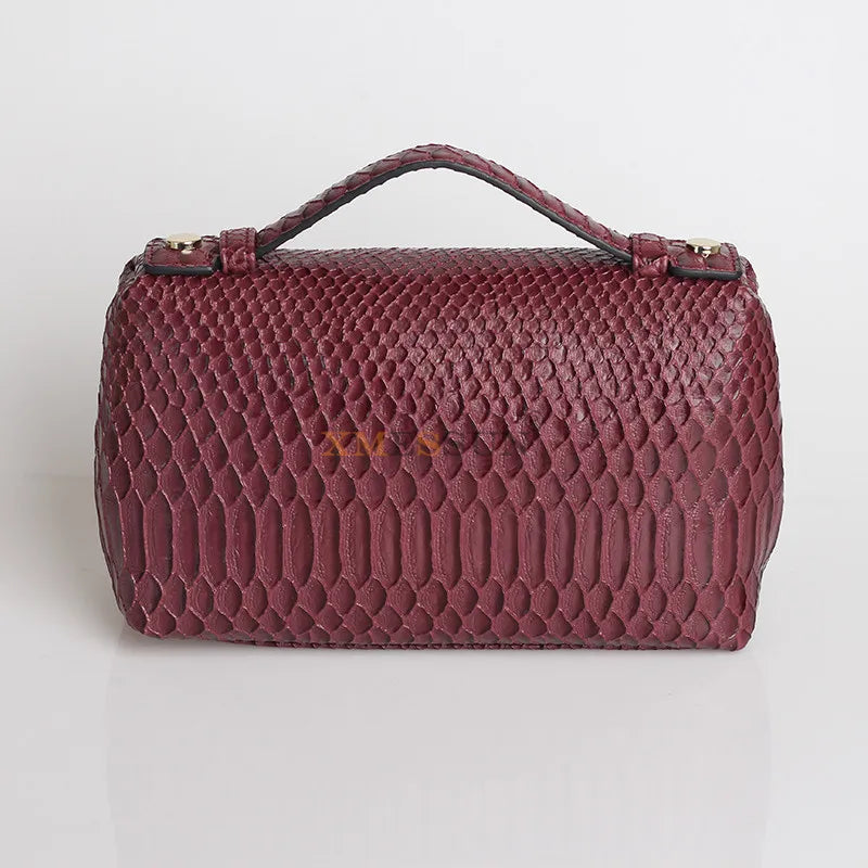 Sac Pochette Femme Cuir Motif Autruche - Clutch Luxe Designer Marron