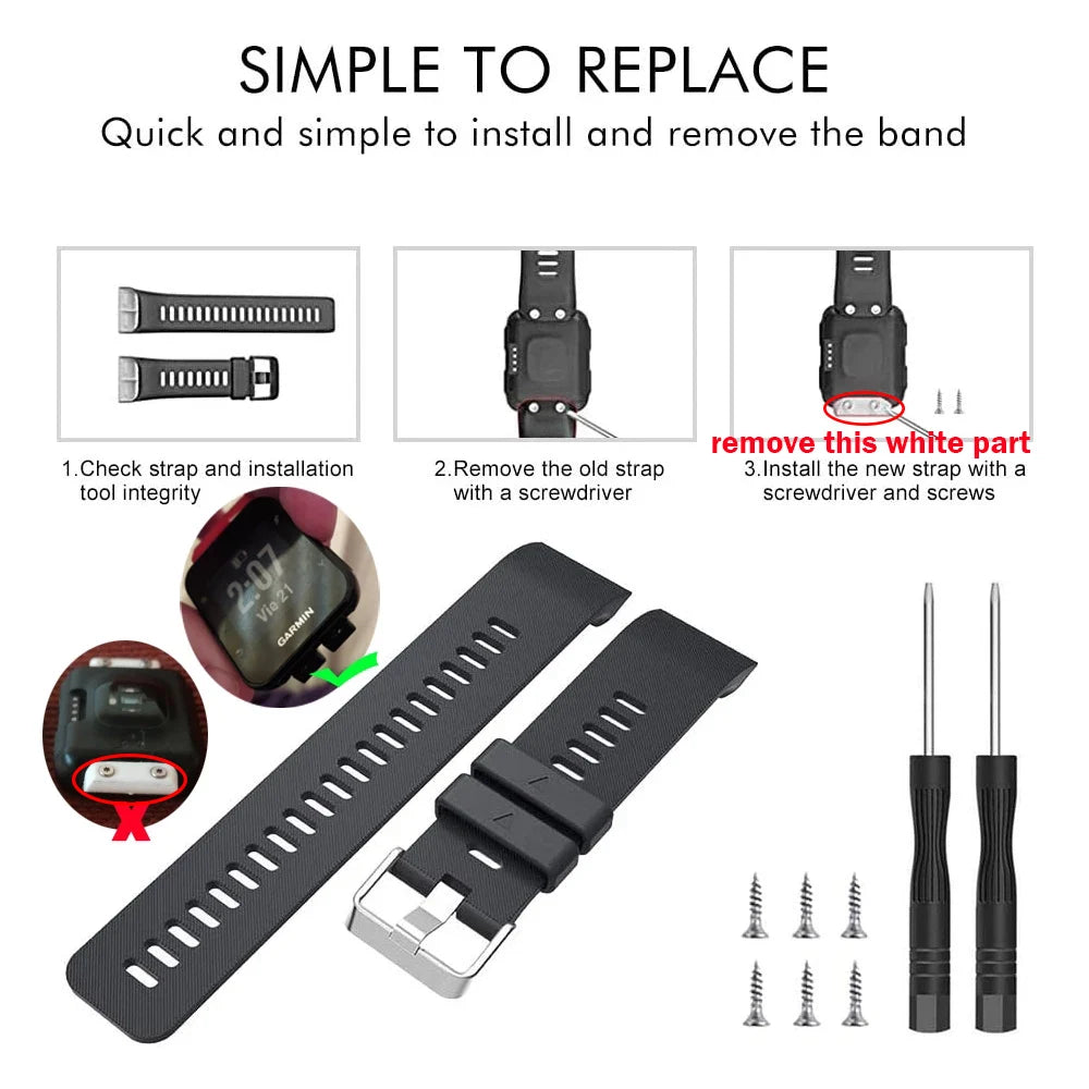 Bracelet Silicone pour Garmin Forerunner 35/30 - Remplacement Confortable et Durable