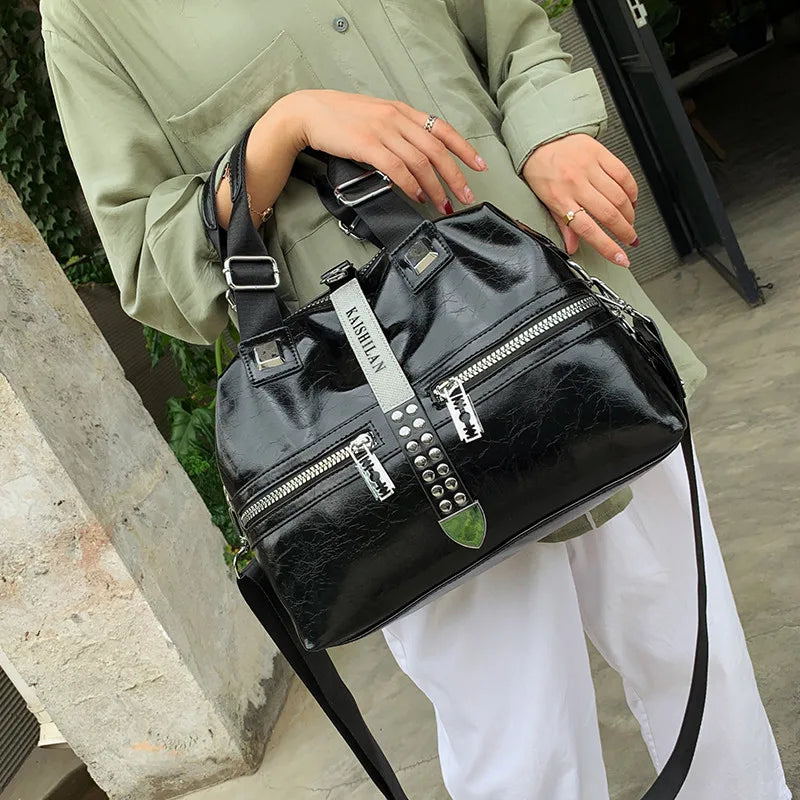 Sac à Main Femme Cuir Rivets Fashion 2025 - Messenger Casual Grand