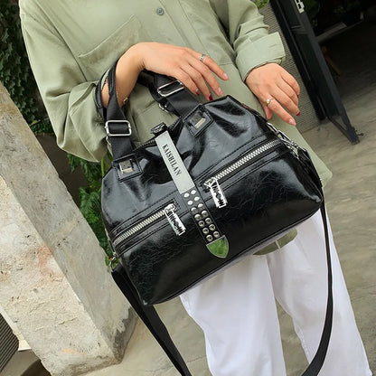 Sac à Main Femme Cuir Rivets Fashion 2025 - Messenger Casual Grand