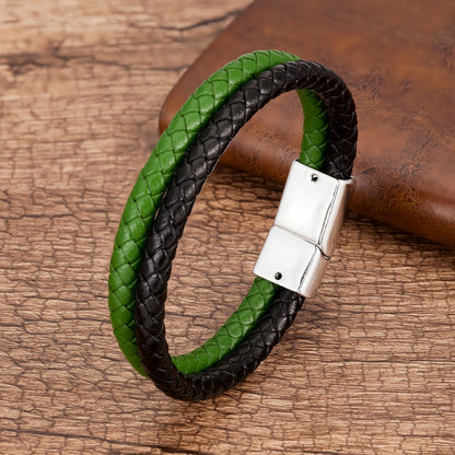 Bracelet Cuir Véritable Multicouche Charm Homme – Aimant Blanc 9 Coloris