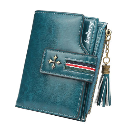 Portefeuille Femme Court Cuir Cire Huile Zippé Hasp - Porte-Carte Crédit Compact Fashion Rose