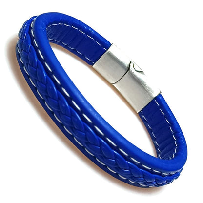 Bracelet Cuir Tressé Wrap Punk – Fermoir Magnétique Caché Acier Inox Femme