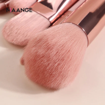 Set Pinceaux Maquillage MAANGE 12pcs Rose - Poudre Fard Paupières Eyeliner Sourcils Pro
