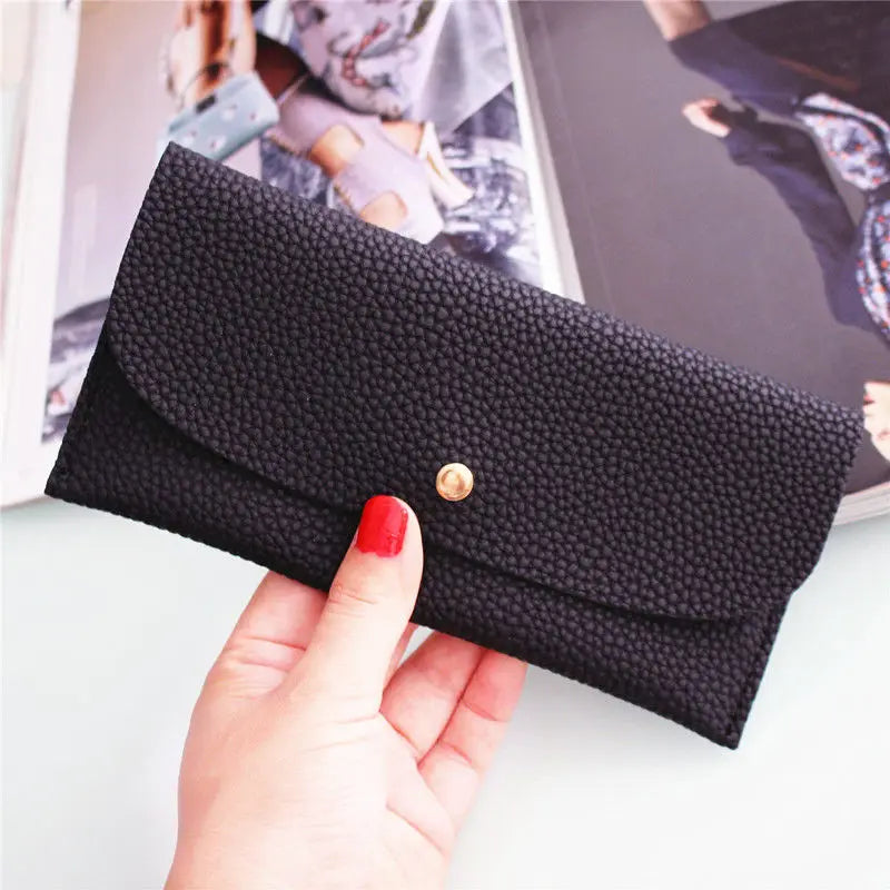 Portefeuille Femme Long Coloré Style Coréen - Porte-Cartes Cuir PU avec Fermoir