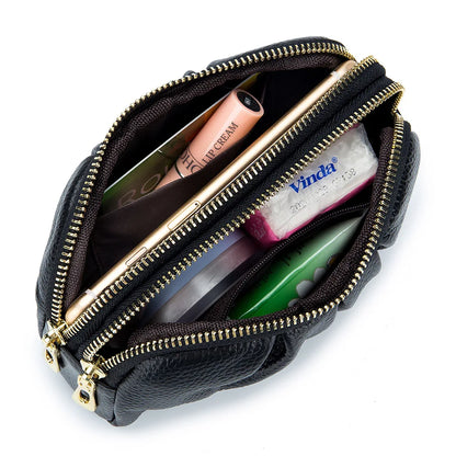 Portefeuille Femme Cuir Véritable Grande Capacité - Porte-Monnaie Long Zippé Multifonction avec Dragonne