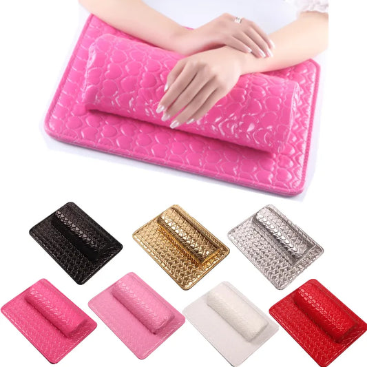 Professional PU Leather Nail Art Hand Cushion - Manicure Armrest Comfort Pillow for Beauty Salons - Black