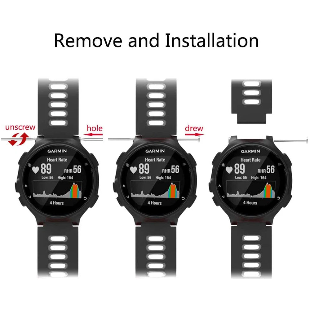 Bracelet Montre Garmin Forerunner 735XT 235 220 230 - Silicone Sport Rouge Noir