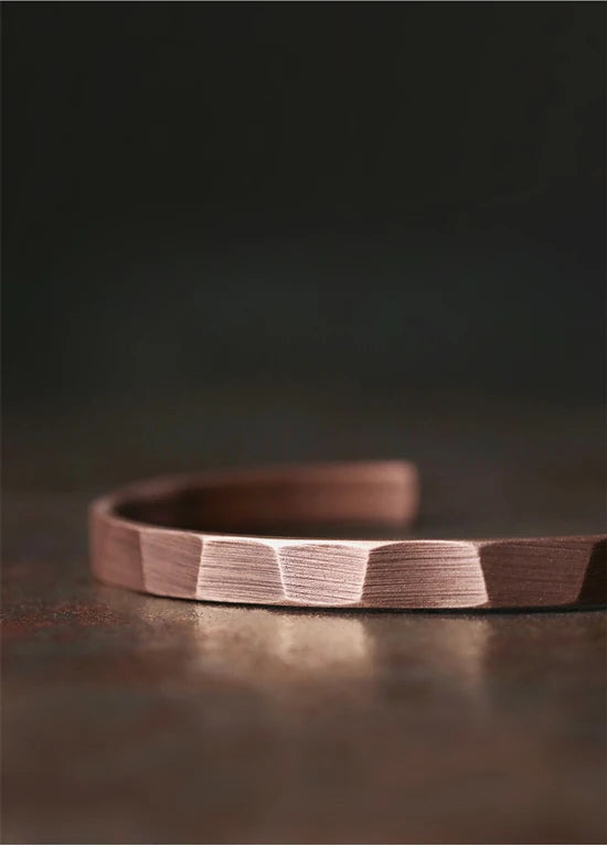 Bracelet Cuivre Pur Fait Main Oxydé Punk – Manchette Sculptée Rustique Unisexe Cadeau