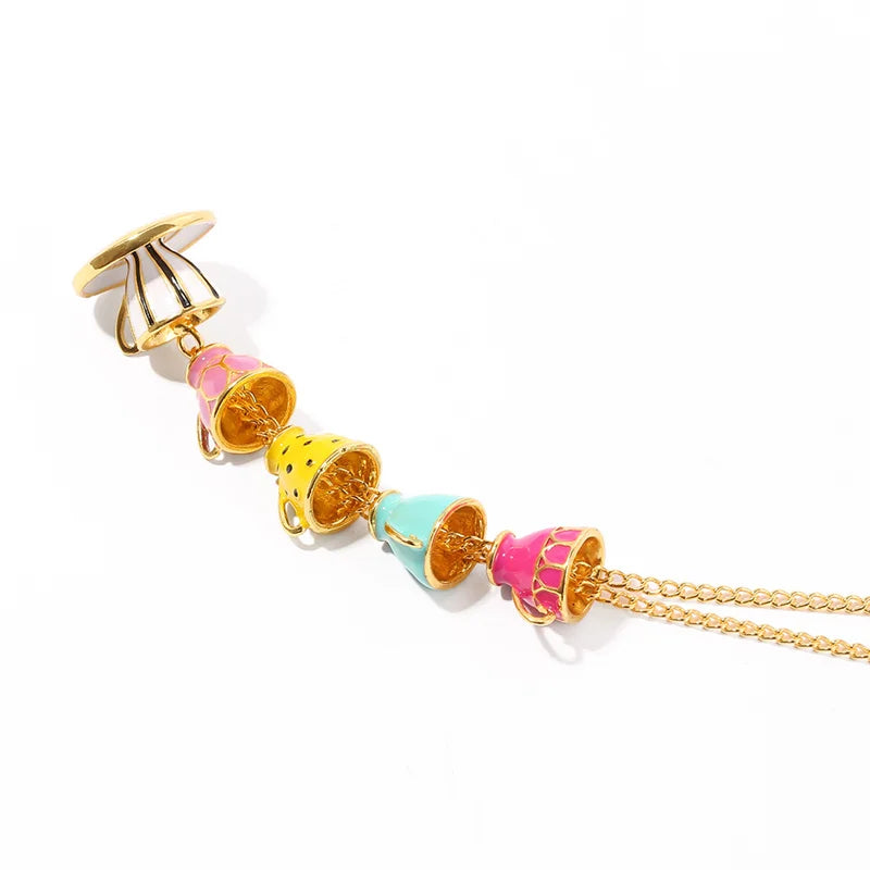 Collier Pendentif Tasse Thé Émail Fait Main - Chaîne Longue Pull Bohème