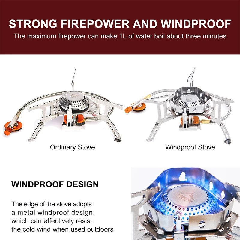Réchaud Gaz Camping Widesea Coupe-Vent - Brûleur Outdoor Survie Randonnée Portable