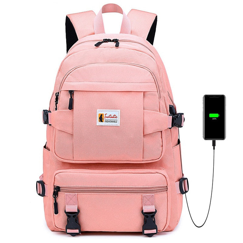 Sac à Dos Scolaire Fille Imperméable Oxford - Cartable Ado Grande Capacité Jaune