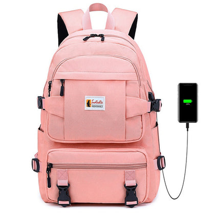 Sac à Dos Scolaire Fille Imperméable Oxford - Cartable Ado Grande Capacité Jaune