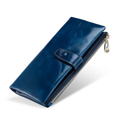 Portefeuille Femme Cuir Véritable Long - Porte-Monnaie avec Étui Téléphone et Compartiment Pièces