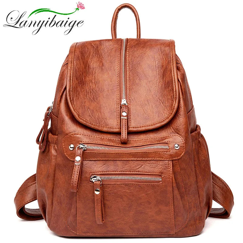 Sac à Dos Femme Cuir Haute Qualité Vintage - Backpack Voyage École Filles